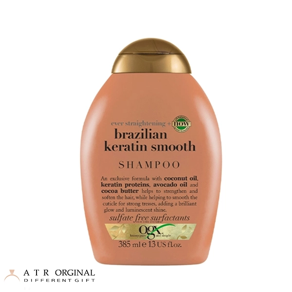 brazilian-keratin-smooth-hair-shampoo-ogx شامپو مو نرم کننده برزیلین کراتین اسموس او جی ایکس