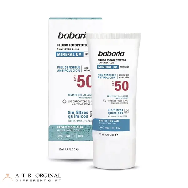 مایع ضد آفتاب ضد آب سولار مینرال SPF 50 باباریا