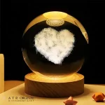 چراغ خواب گوی کریستالی مدل قلب پنبه ای