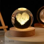 چراغ خواب گوی کریستالی مدل قلب پنبه ای