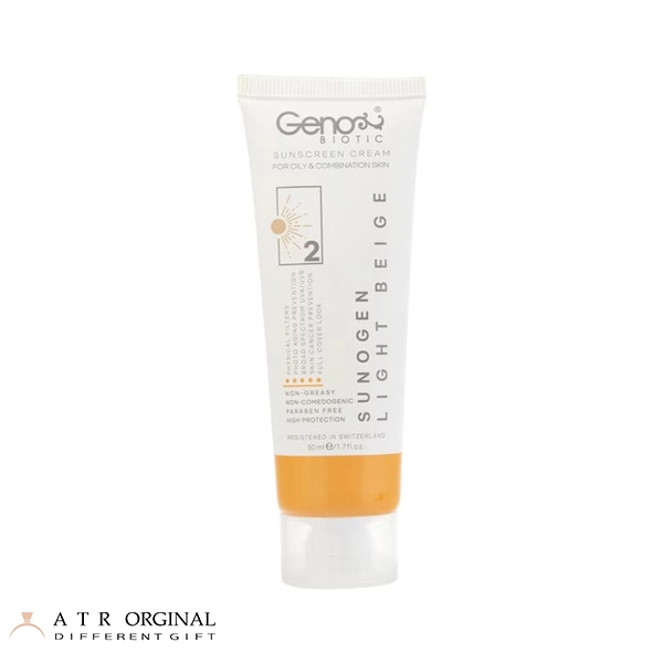 کرم ضد آفتاب بژ روشن ژنو بایوتیک اس پی اف 50 مخصوص پوست چرب و مختلط