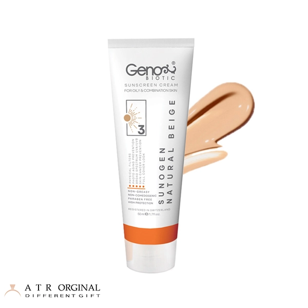 کرم ضد آفتاب رنگی ژنو بایوتیک با SPF50 مناسب پوست چرب و مختلط حجم 50 ملی لیتر