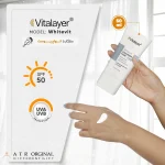 فلوئید ضدآفتاب بی‌رنگ ویتالیر SPF50 مدل Whitevit مناسب انواع پوست، حجم 50 میلی‌لیتر