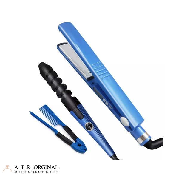 Nanotitanium hair straightener code 3IN1 اتو مو نانوتیتانیوم کد 3IN1 به همراه فر کننده مو و شانه مو