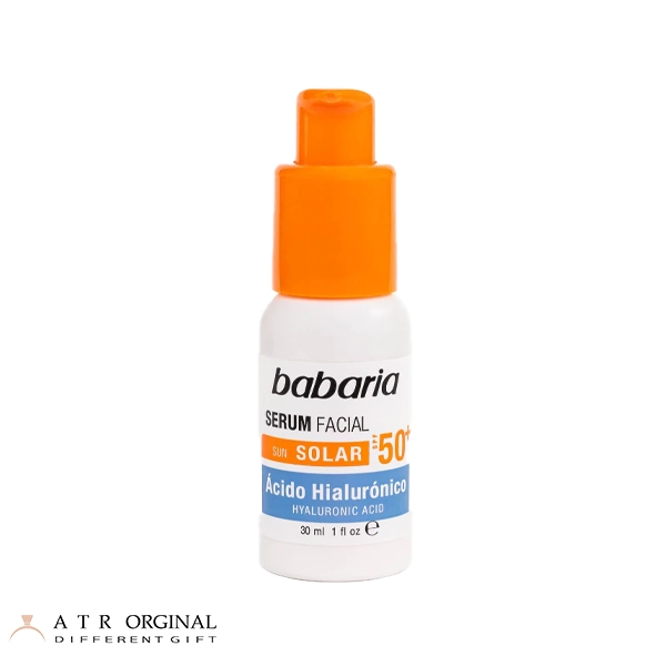 Serum Facial Sun Solar SPF50 Acido Hialuronco 30 ml سرم ضد آفتاب باباریا babaria حاوی +SPF 50 مدل هیالورونیک اسید مناسب انواع پوست حجم 30 میل