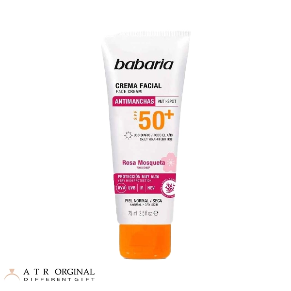 babaria-face-cream-anti-spot-spf50-75ml کرم ضد آفتاب و ضد لک صورت باباریا SPF50 حجم 75 میل
