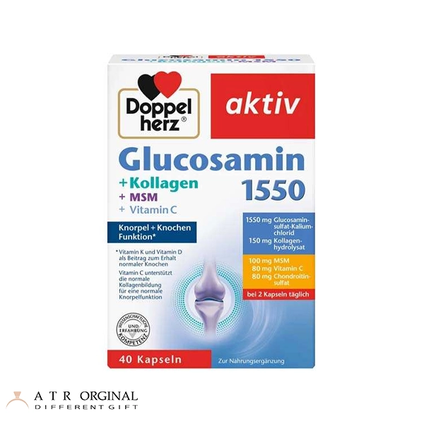 doppelherz-glucosamin-1150-collagen-capsule کپسول گلوکوزامین ۱۵۵۰ و کلاژن دوپل هرز ۴۰ عدد