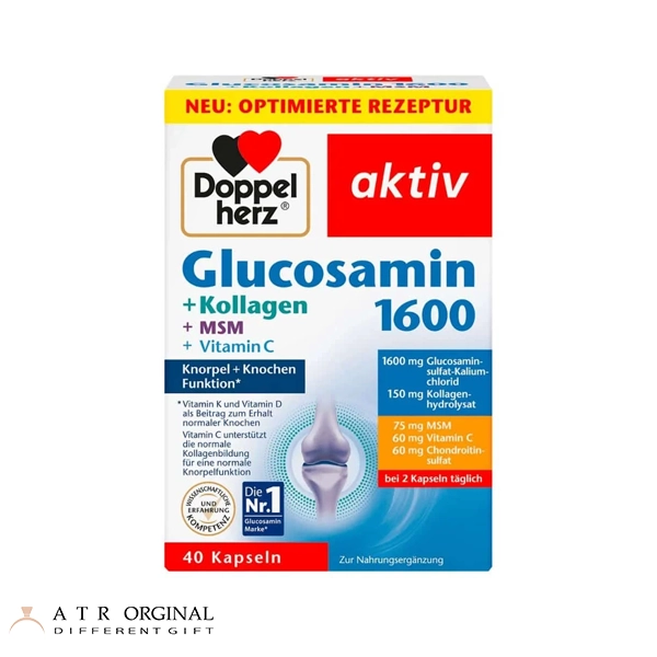 doppelherz glucosamin 1600 collagen capsule کپسول گلوکوزامین ۱600 و کلاژن دوپل هرز ۴۰ عدد