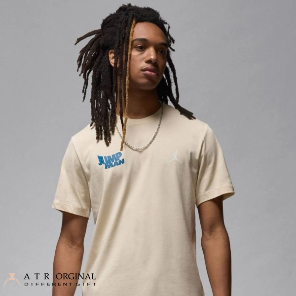 Nike cream T-Shirt Jordan M J Fit 1 Color تی شرت مردانه نایک مدل Jordan M J Fit 1 color