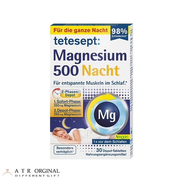 tetesept Magnesium Tabletten Nacht قرص منیزیم دو فاز شبانه تتسپت 30 عدد