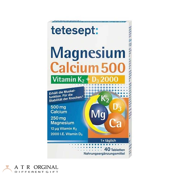 tetesept-magnesium-calcium-tablet قرص منیزیم کلسیم ویتامین K + D 40 تتسپت