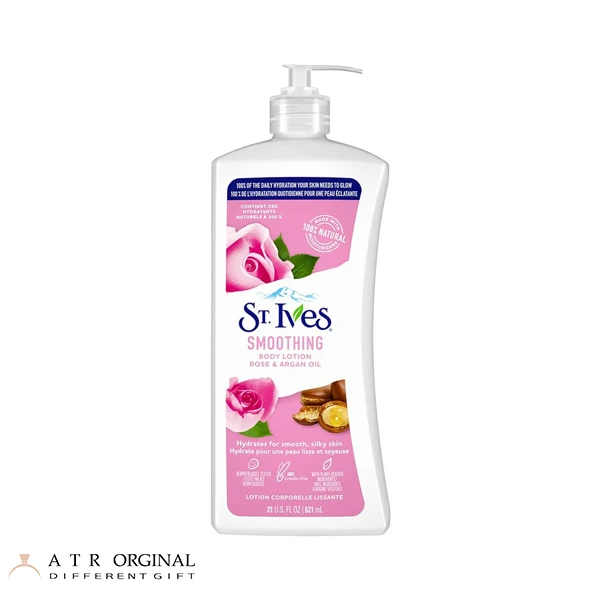 st-ives-rose-and-argan-oil-body-lotion لوسیون بدن ضد خشکی اس تی.ایوز مدل رز و روغن آرگان